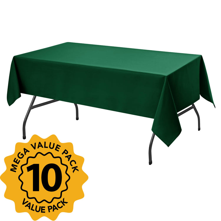 10 Pack Hunter Green Tablecloths for Rectangle Tables (10 Count)