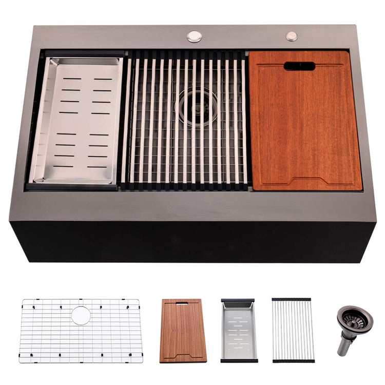 30 Inch Black Farmhouse Kitchen Sink Drop In
