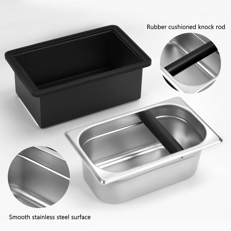 Espresso Knock Box Stainless Steel Large Coffee Puck Container Knockbox