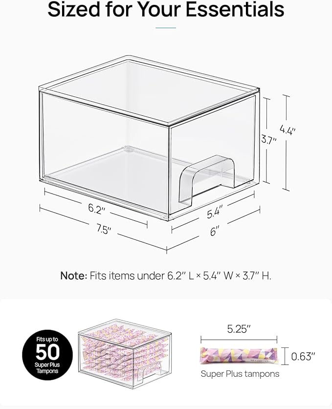 Vtopmart 8 Pack Small Clear Stackable Storage Drawers,Acrylic Bathroom Makeup Organizer,Plastic Storage Bins For Vanity, Undersink, Kitchen Cabinets, Pantry, Home Organization