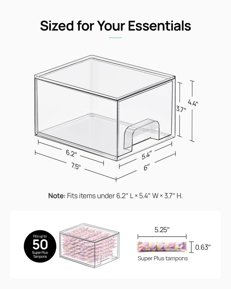 12 Pack Small Clear Stackable Storage Drawers (12 Count)
