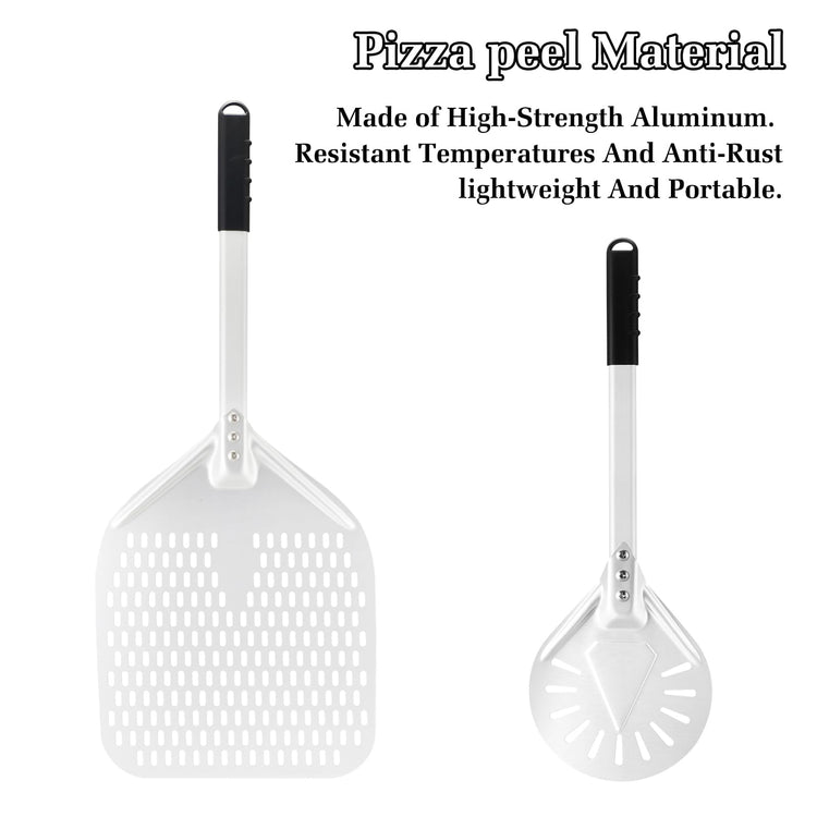 14 Inch + 7 Inch Perforated Pizza Peel Set (2 Count)