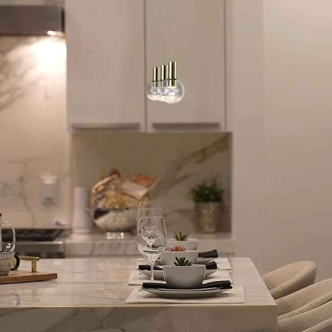 VONN Lighting Sienna VAP2181BRS 5" Integrated LED ETL Certified Height Adjustable Pendant Light with Globe Shade, Brass