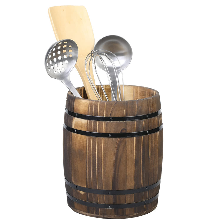 Wine Barrel Design Kitchen Utensil Crock
