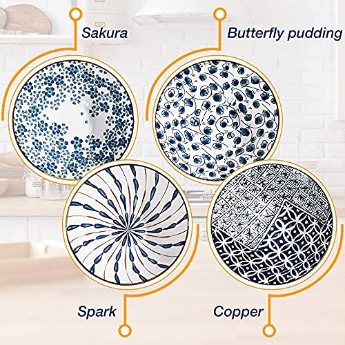 40oz Ceramic Japanese Ramen Bowls Set of 4 (Classic)