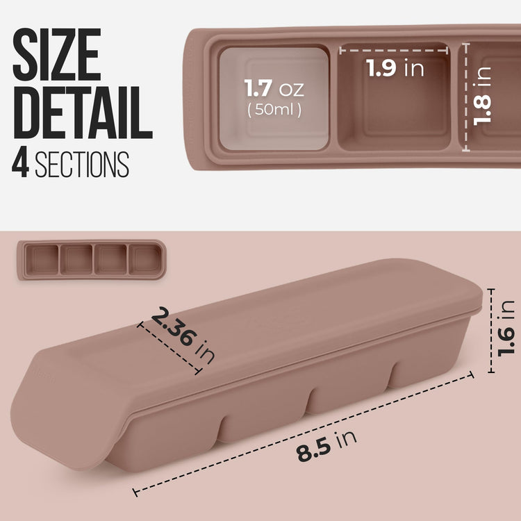 1.7 oz 4 Sections Silicone Ice Cube Freezer Tray with Lid