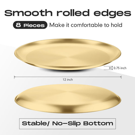 8 Pieces Gold Pizza Pans 12 Inch Bakeware (8 Count)