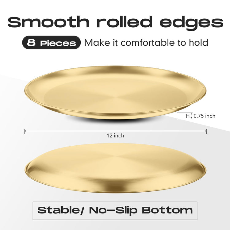 8 Pieces Gold Pizza Pans 12 Inch Bakeware (8 Count)