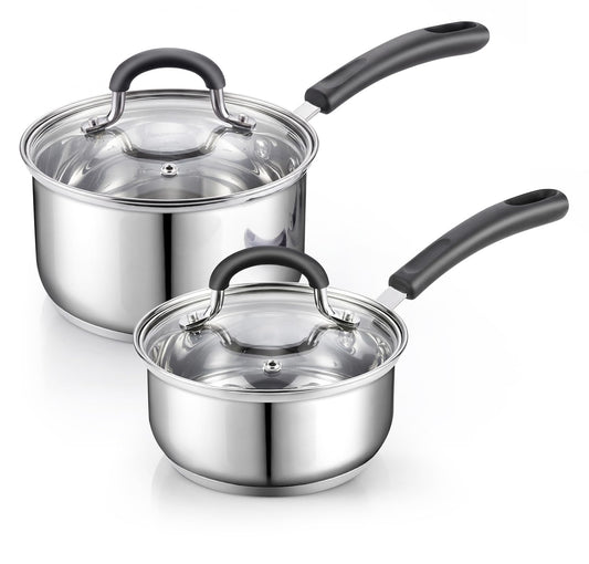 Professional 1 Quart and 2 Quart Stainless Steel Saucepan Set with Lids
