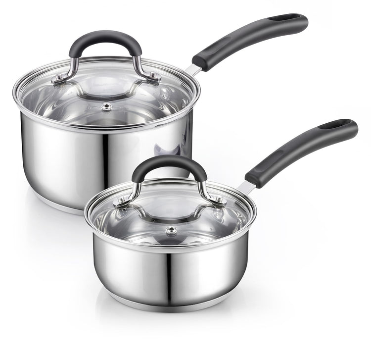 Professional 1 Quart and 2 Quart Stainless Steel Saucepan Set with Lids