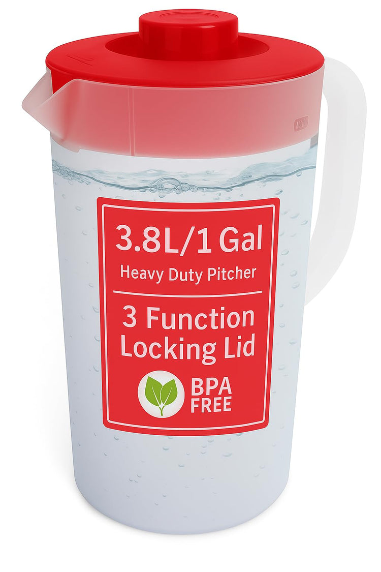 Water Pitcher with Lid 1 Gallon Pitcher BPA Free & Phthalate Free