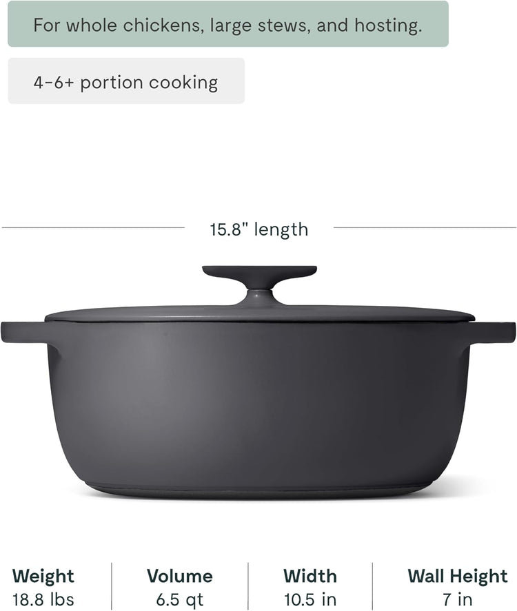 Caraway Enameled Cast Iron Dutch Oven - 8qt Dutch Oven With Lid - 3 Layer Enamel Coating - No Seasoning Required - Compatible With All Stovetops - Oven Safe - No Forever Chemicals - Charcoal - Nestoria