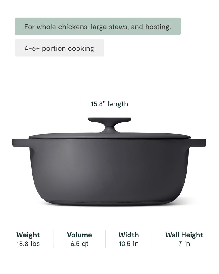 Enameled Cast Iron Oval Dutch Oven