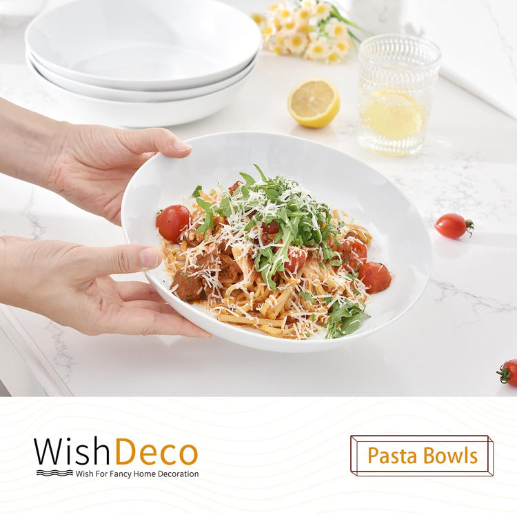 White Pasta Bowls Set of 4 (4 Count)
