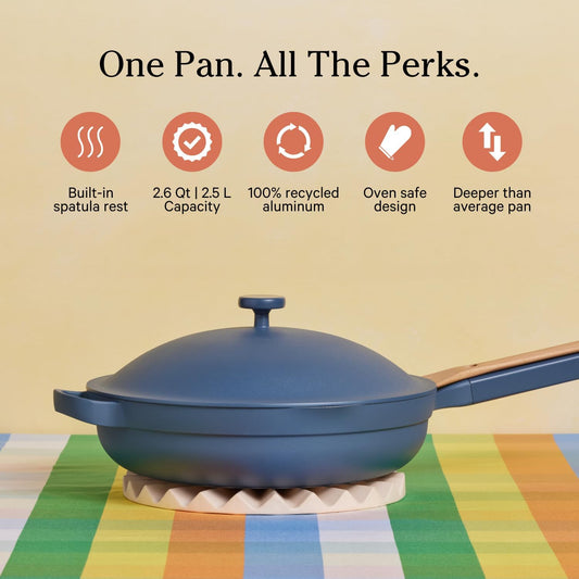 Our Place Always Pan 2.0-10.5” (2.6 Qt) Nonstick, Toxin-Free Ceramic Cookware | Patented 10-in-1 Aluminum Frying & Sauté Pan | Safe for Oven, Induction & All Cooktops up to 450°F | Blue Salt - Nestoria