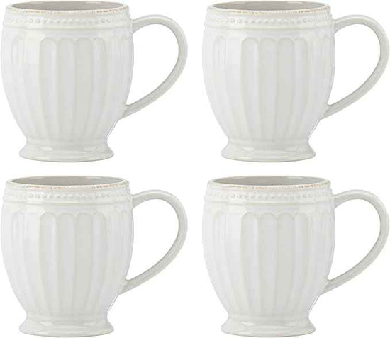 Lenox 895722 French Perle Groove Mugs, Set Of 4