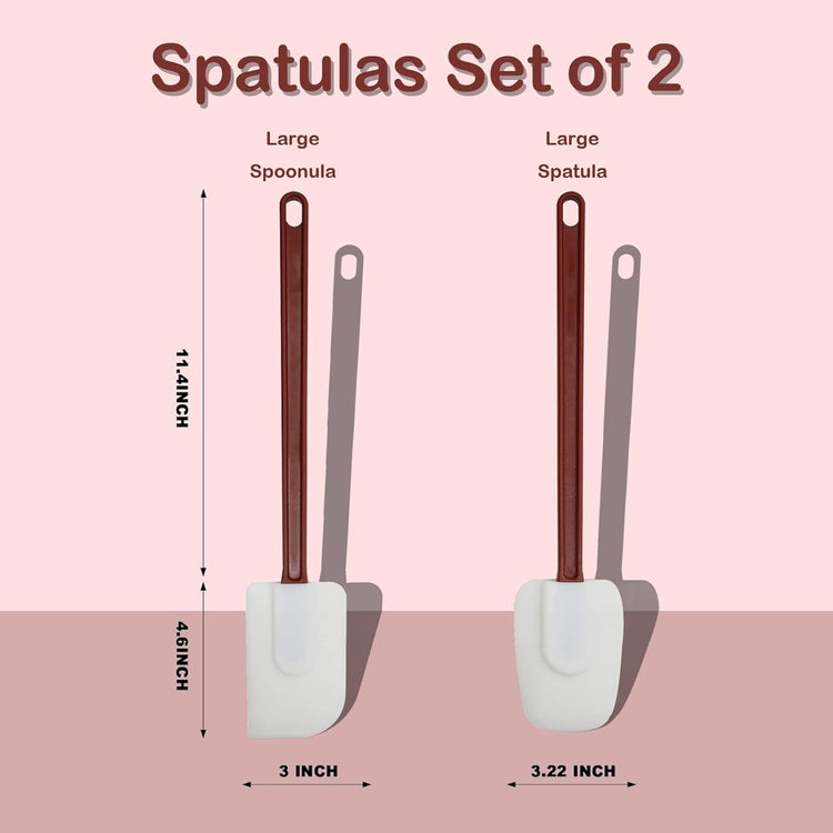 16.5 INCH Silicone Spatulas Heat Resistant Heavy Duty Rubber Spatulas Commercial Spatulas Set for Kitchen Use Silicone Cooking Utensils Sets of 2