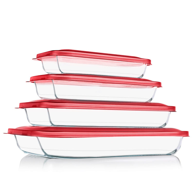 8 Pieces Glass Baking Dish with Lids (4 Count)