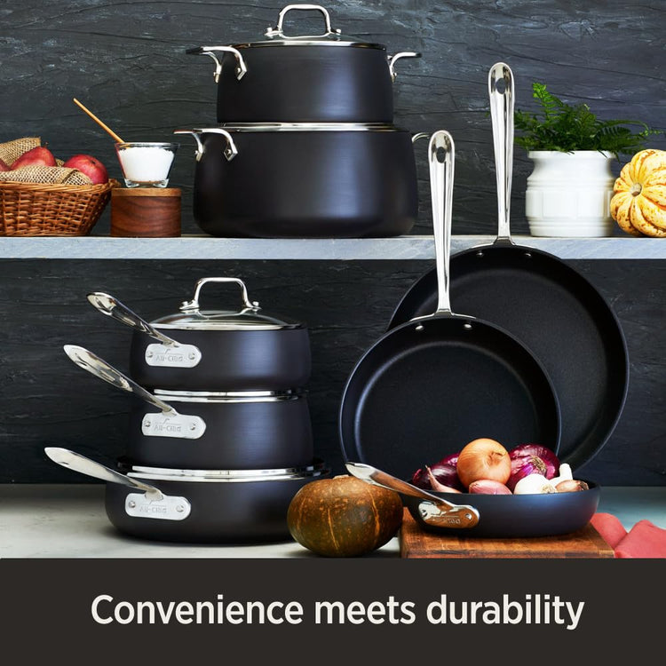 HA1 Hard Anodized Nonstick Roaster and Nonstick Rack 13x16 Inch Oven Broiler Safe 500F Roaster Pan