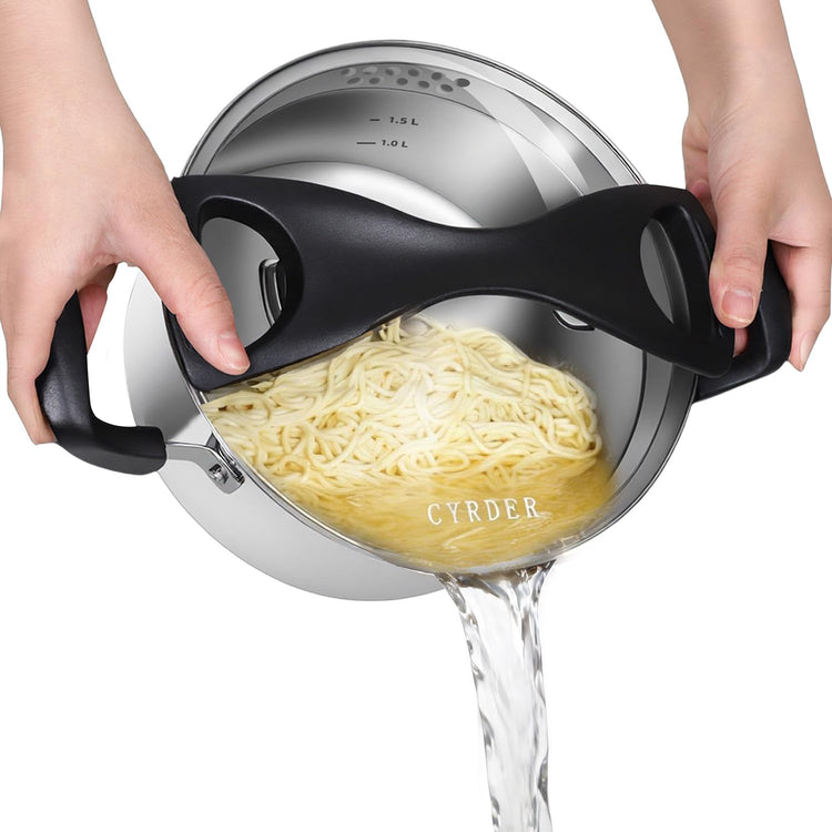 Stainless Steel Pasta Pot with Pour Spout and Strainer