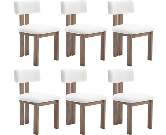 Dining Chairs Set of 6 Faux Fur Diner Chairs Wood Chairs for Kitchen and Dining Room (6 Count)