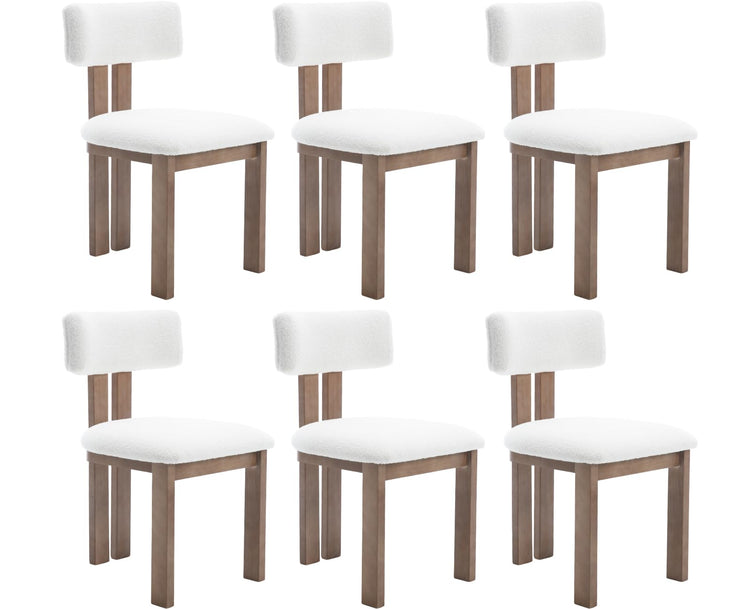 Dining Chairs Set of 6 Faux Fur Diner Chairs Wood Chairs for Kitchen and Dining Room (6 Count)