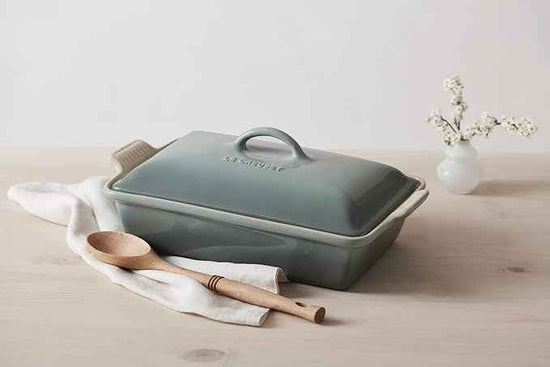 Le Creuset Stoneware Heritage Covered Rectangular Casserole, 4 qt. (12" x 9"), Sea Salt