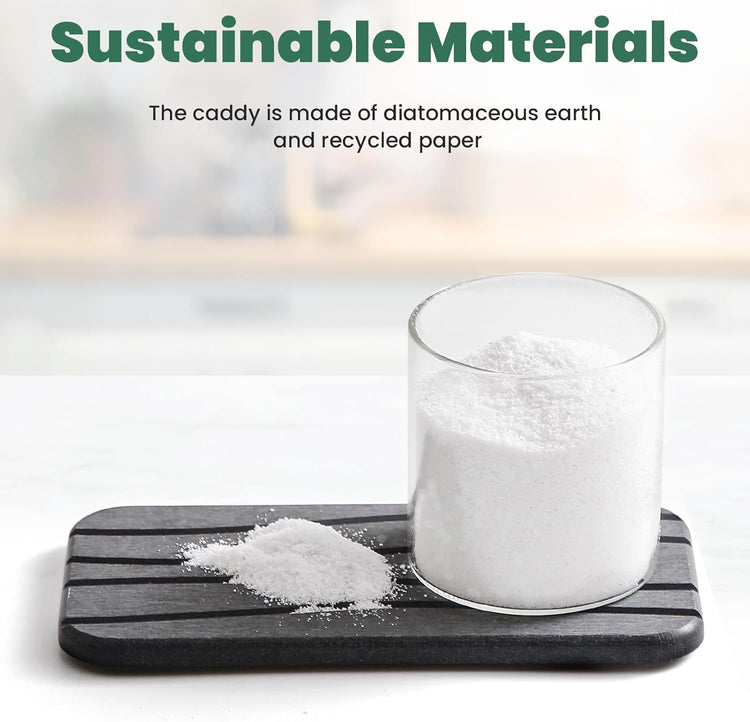 3PCS Water Absorbing Diatomaceous Earth Tray for Sink, Fast Drying Soap & Toothbrush Holders for Bathroom Counter, 1 Stone Tray, 2 Stone Coasters