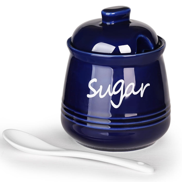 12oz Ceramic Sugar Bowl with Lid and Spoon