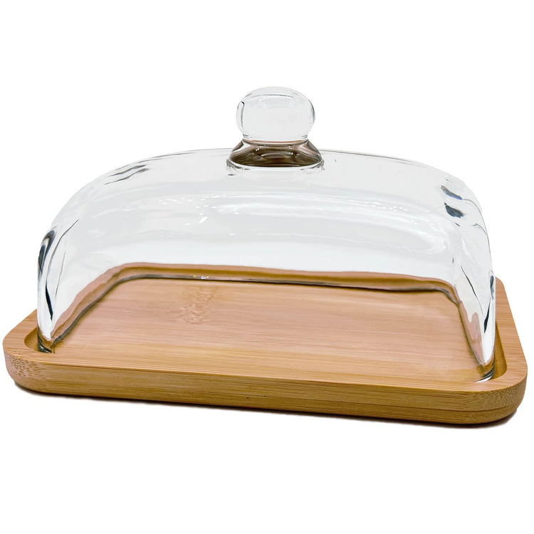Glass butter dish with lid
