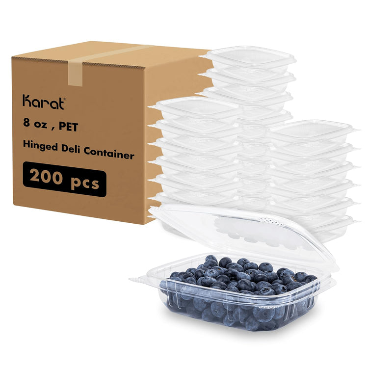8oz 200 ct Small Clamshell Containers with Lids (200 Count)