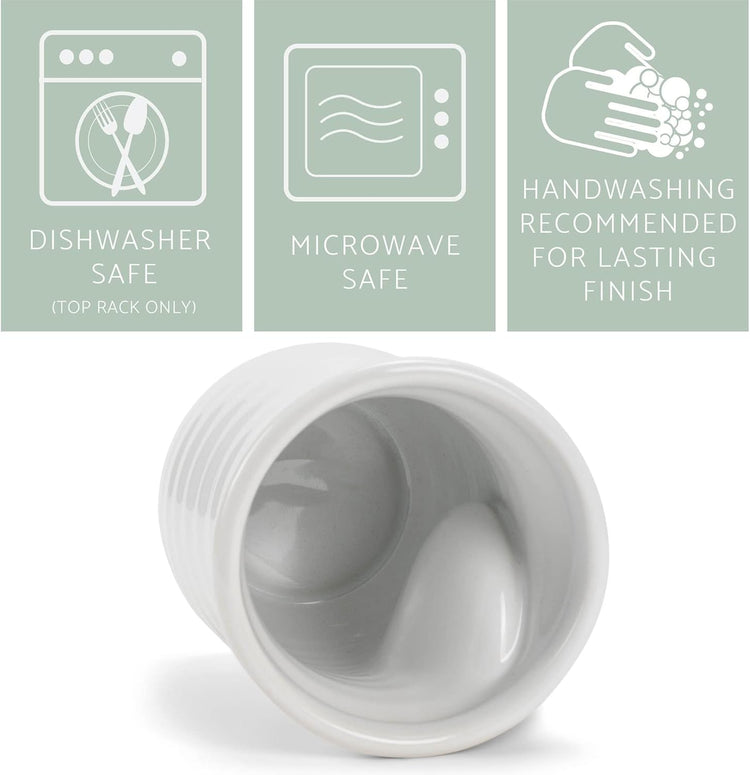 Elanze Designs Ribbed 14 ounce Ceramic Stoneware Handwarmer Mugs Set of 4, White