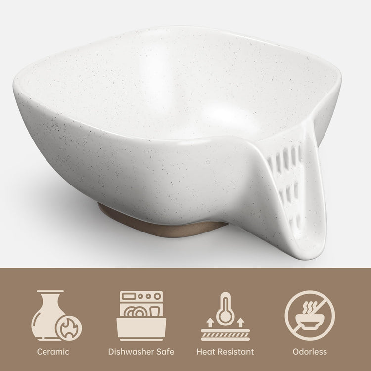 Ceramic Food Strainer with Integrated Drain Spout