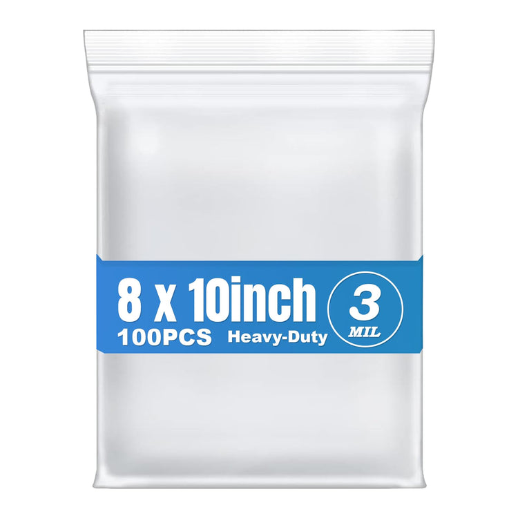 100Pcs 8"x10" Thick 3Mil Clear Reclosable Zip Seal Lock Plastic Poly Bags (100 Count)