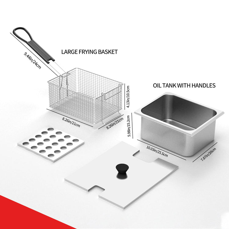 Electric Deep fryer Single Tank Deep Fryer with Basket Capacity 10L