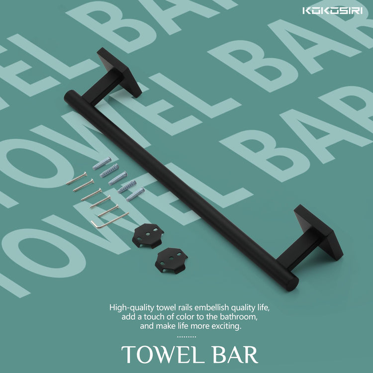 Bathroom Towel Bars 16 Inch Towel Rail Matte Black 40CM Hand Towel Holder for Bath Kitchen Wall Stainless Steel B4005BK