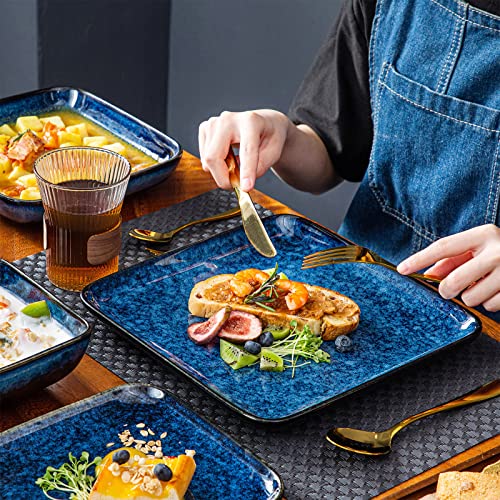 Stern Square Stoneware Dinnerware Set for 4 (Blue / Service for 4 (16 Pcs))
