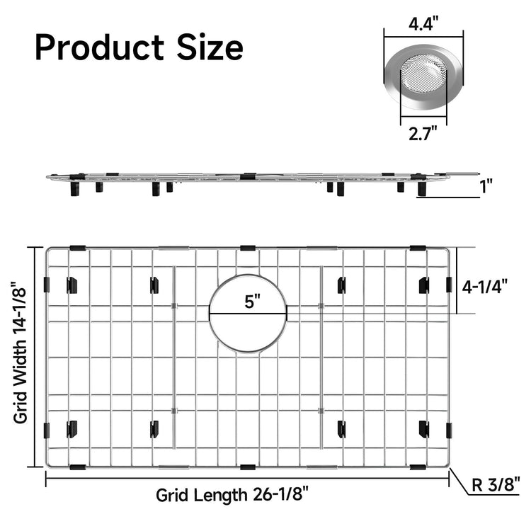 26-1/8" x 14-1/8" Stainless Steel Sink Grid, Sink Grate for Bottom