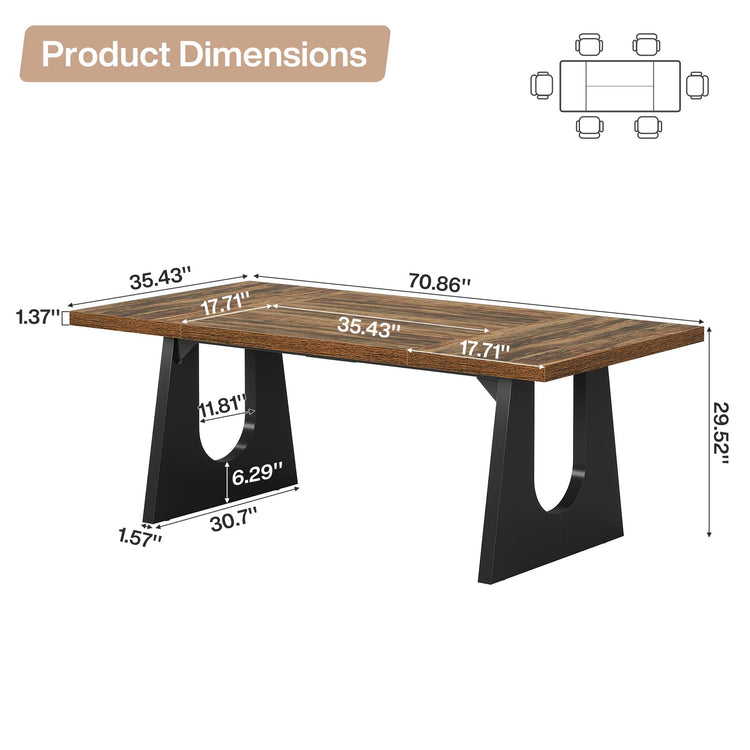70.86" Rectangular Dining Table for 6