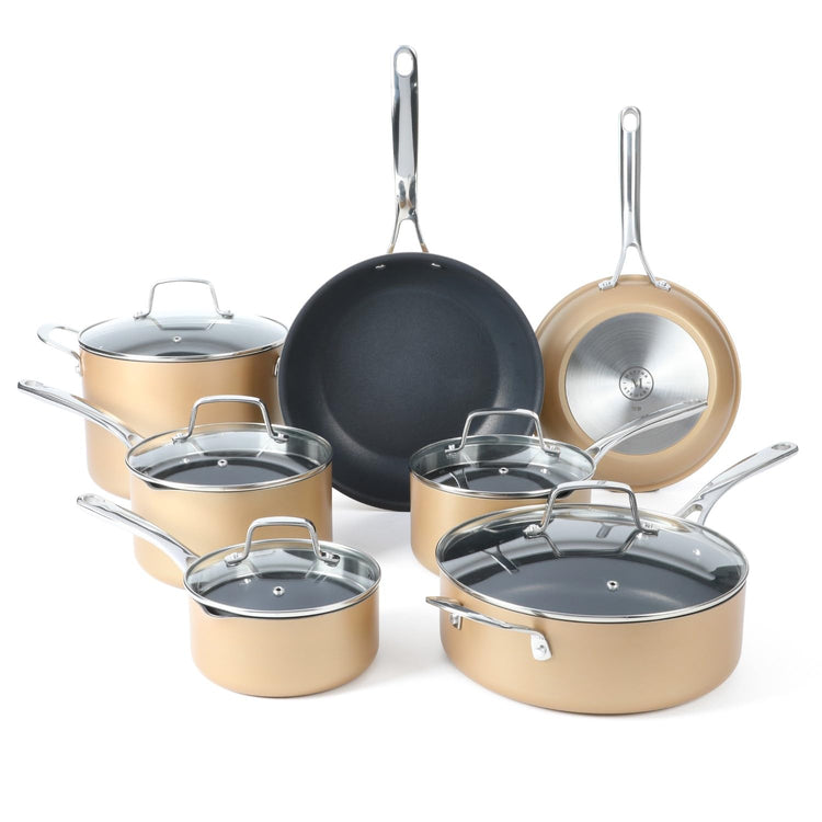 12 Piece Heavy Gauge Aluminum Hard Anodized Premium Nonstick Cookware Set
