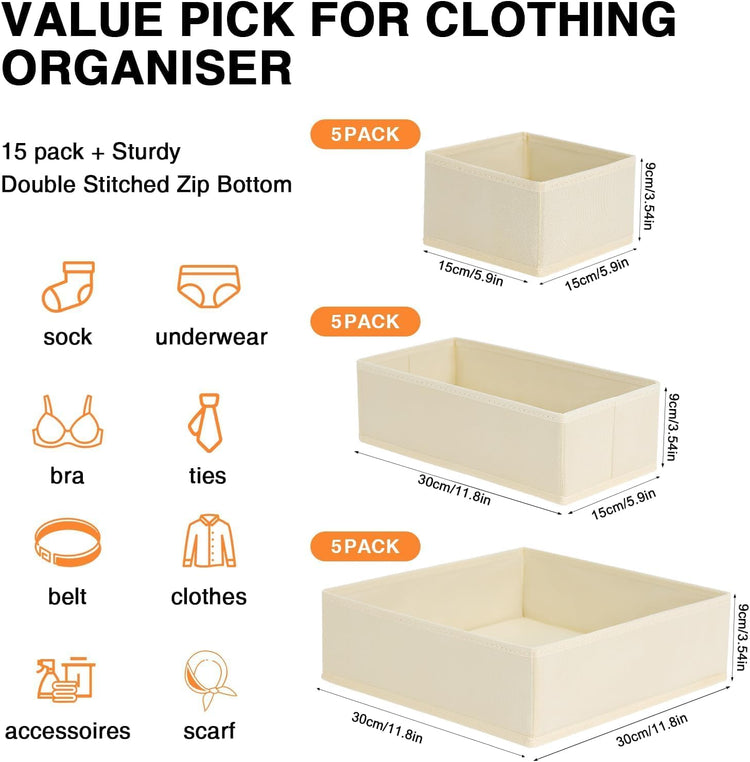 Drawer Organizer Clothes (15 Count)