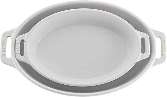 STAUB Ceramic Oval Baking Dish Set, 2-piece, White