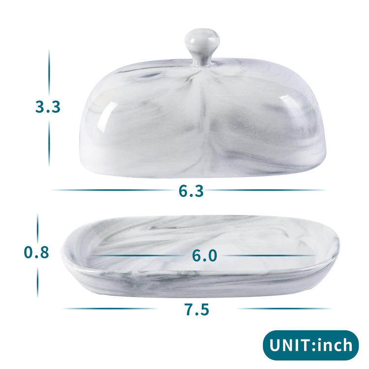 Grey Marble Butter Dish with Lid