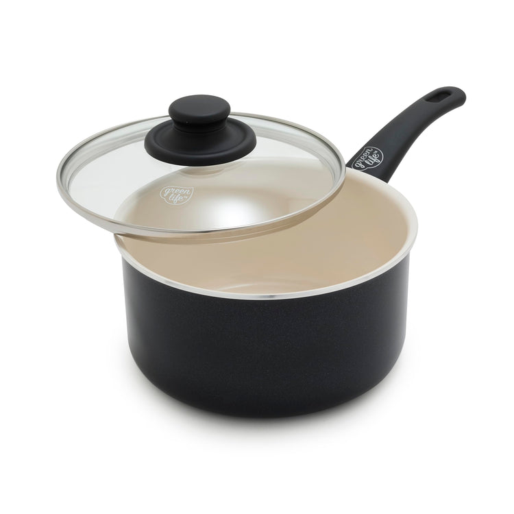 2.5QT Ceramic Nonstick Saucepan with Glass Lid