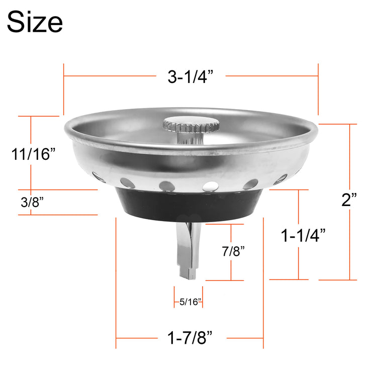 2 Pack Kitchen Sink Strainer and Stopper Combo Basket Replacement for Standard 3 (2 Count)