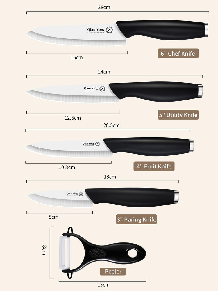 Ceramic Knife Set for Kitchen with Sheath (9 Count)
