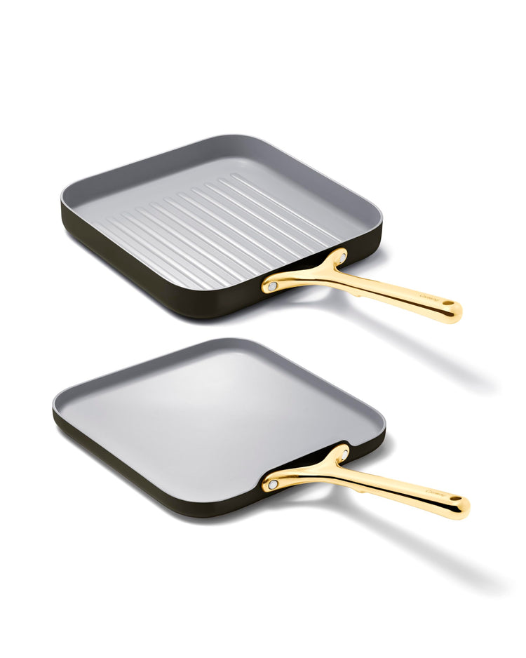 11" Non Stick Square Griddle Pan and Grill Pan Duo (2 Count)