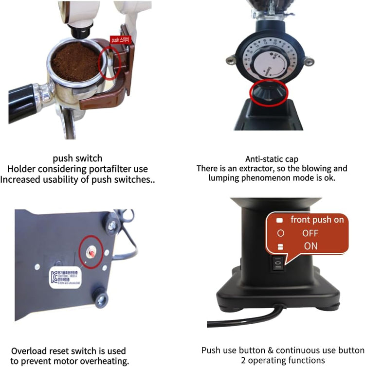 Urbanic 070s Electric Coffee Grinder (110~220v) / flat Titanium burr 60mm / 20 steps can be set (Black) / (Made in Korea)
