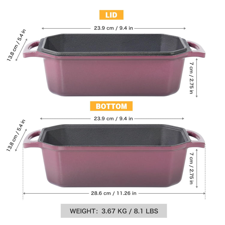 Bread Pan Cast Iron Loaf Pan with Lid Bread Loaf Pan 8.5x4.5 Inch Loaf Pan Enameled Cast Iron Sourdough Loaf Pan