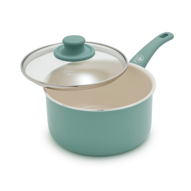 2.5QT Ceramic Nonstick Saucepan with Glass Lid